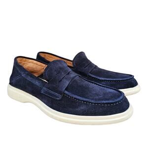 Blue Suede Shoes Leather Loafers Bilt George Brown Foster Penny Loafer Size 8.5